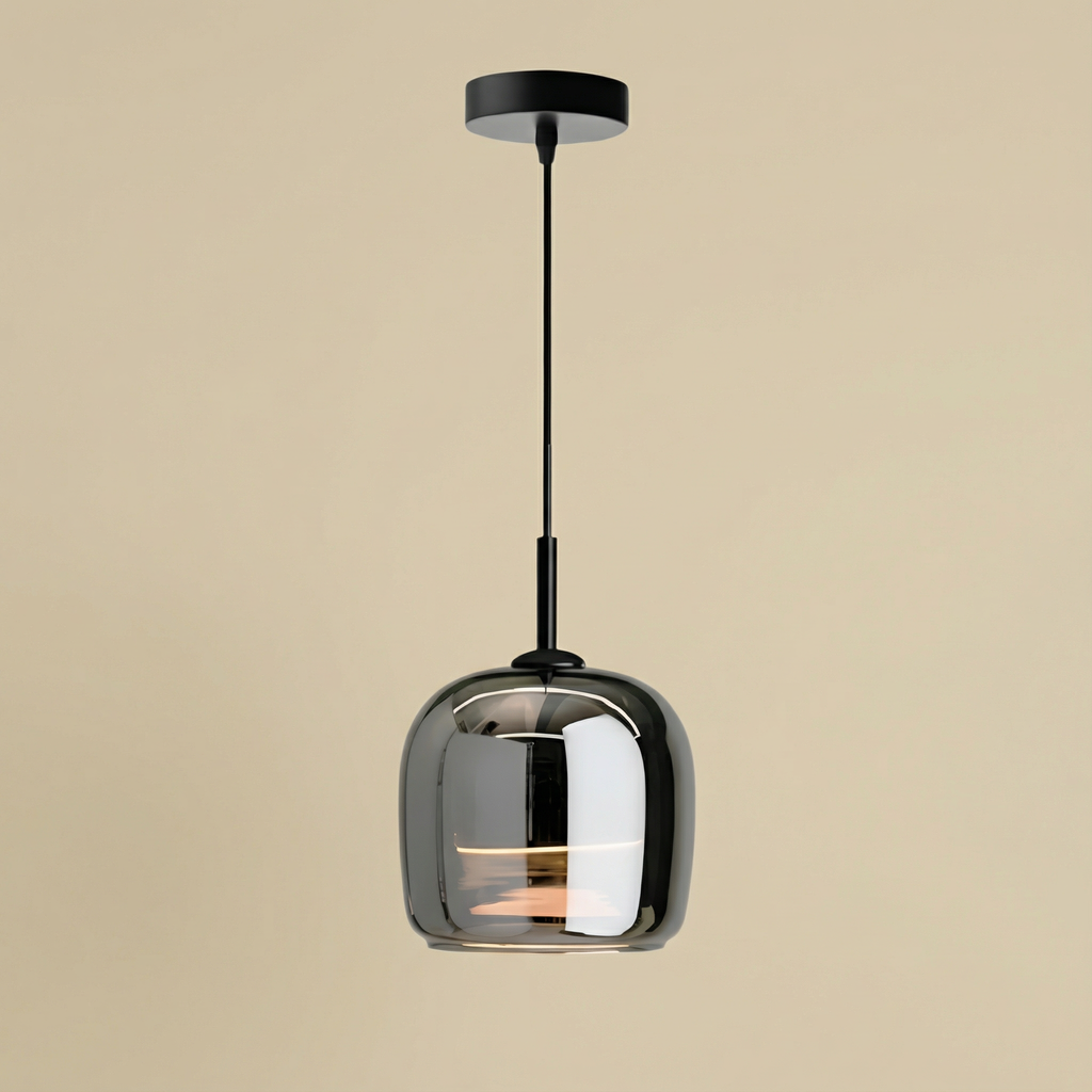 LumenGlow Smoky Gray Glass Kitchen Pendant Light Fixture