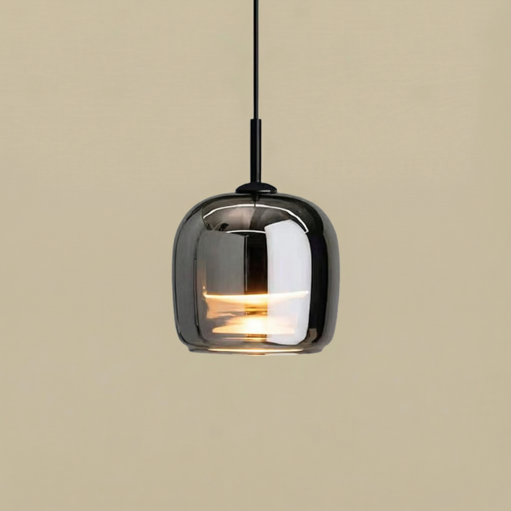 LumenGlow Smoky Gray Glass Kitchen Pendant Light Fixture