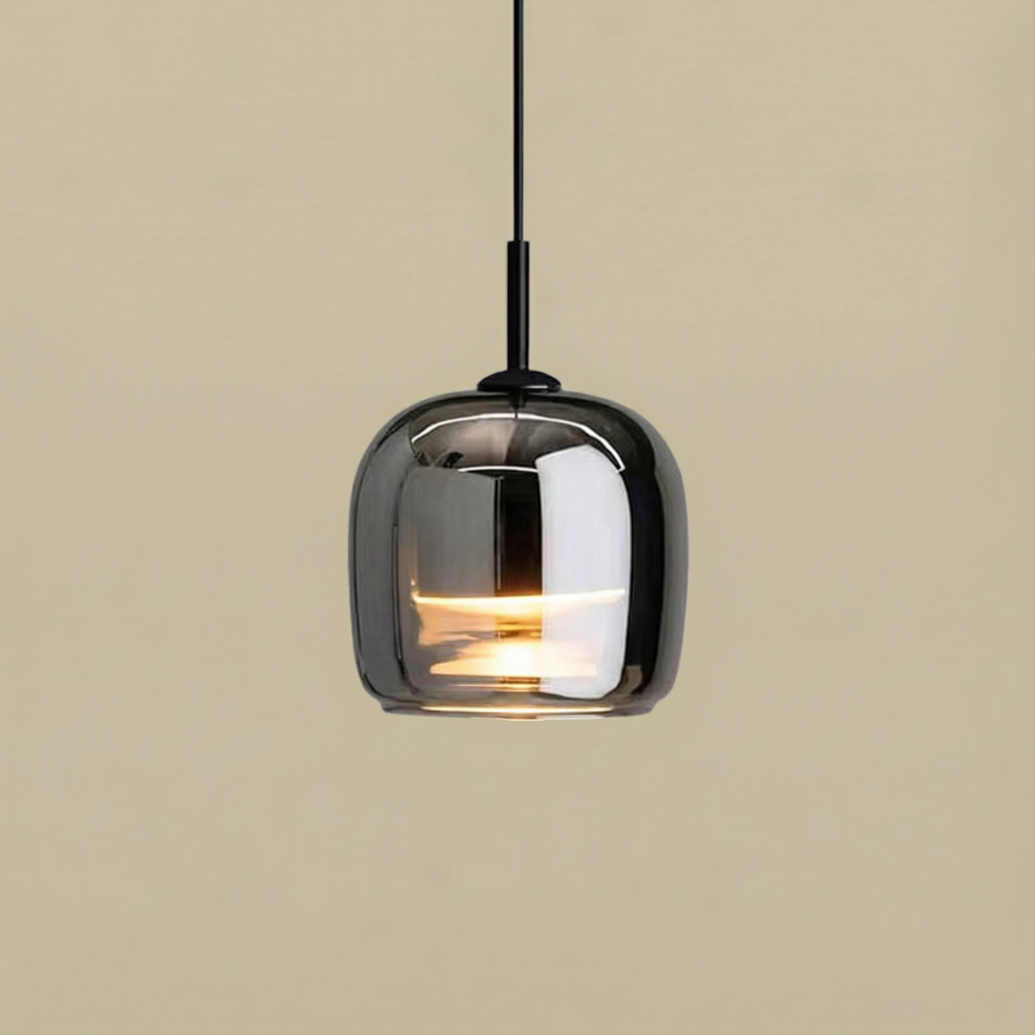 LumenGlow Smoky Gray Glass Kitchen Pendant Light Fixture