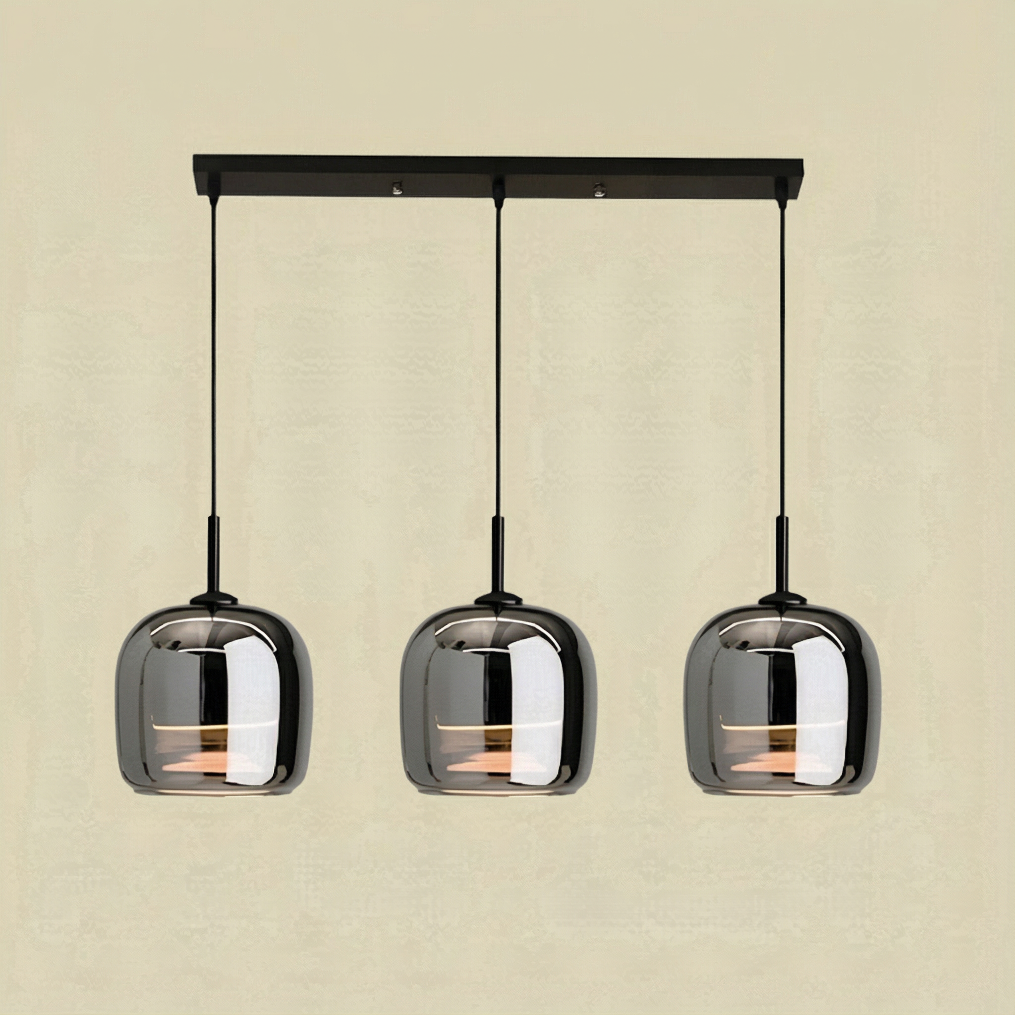 LumenGlow Smoky Gray Glass Kitchen Pendant Light Fixture