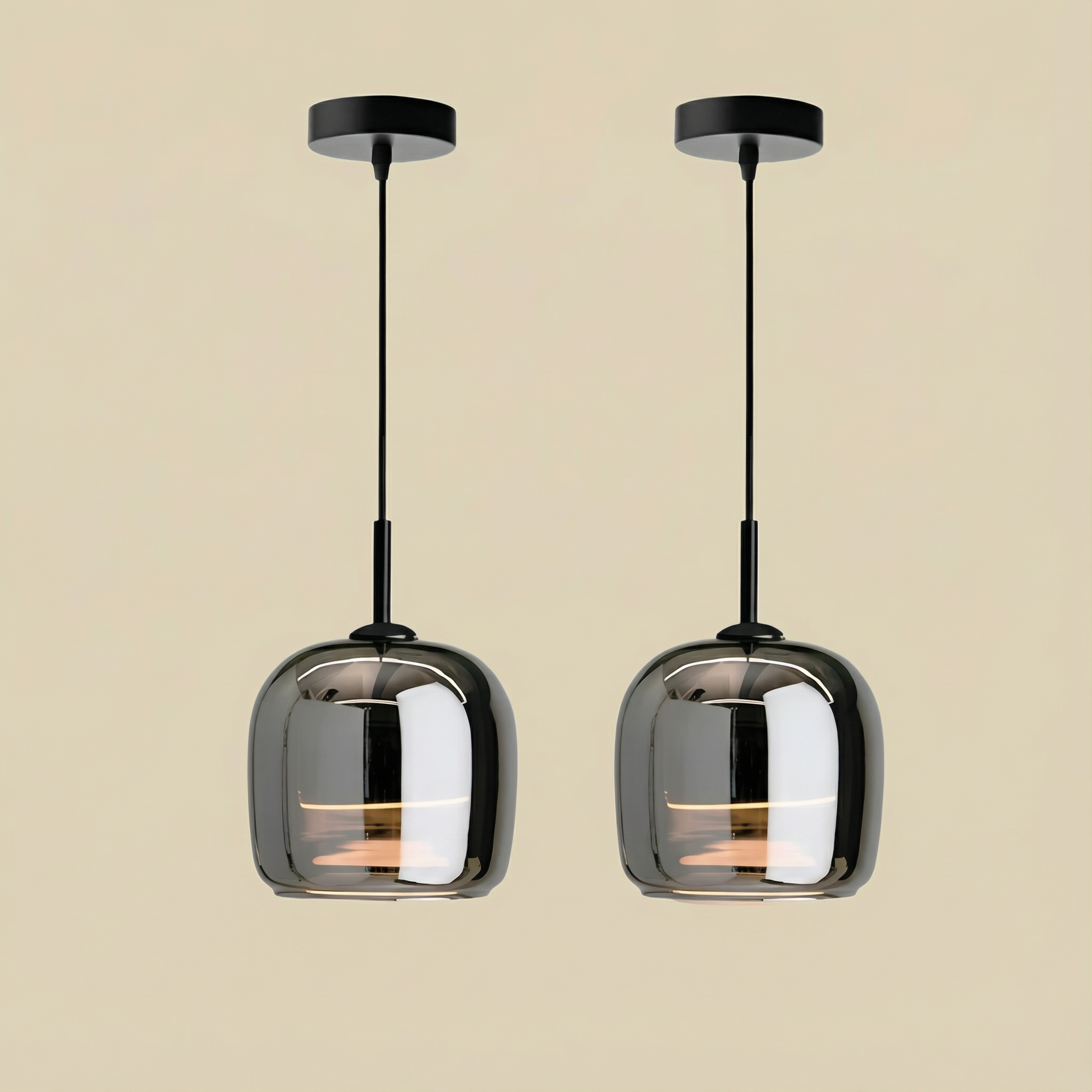 LumenGlow Smoky Gray Glass Kitchen Pendant Light Fixture