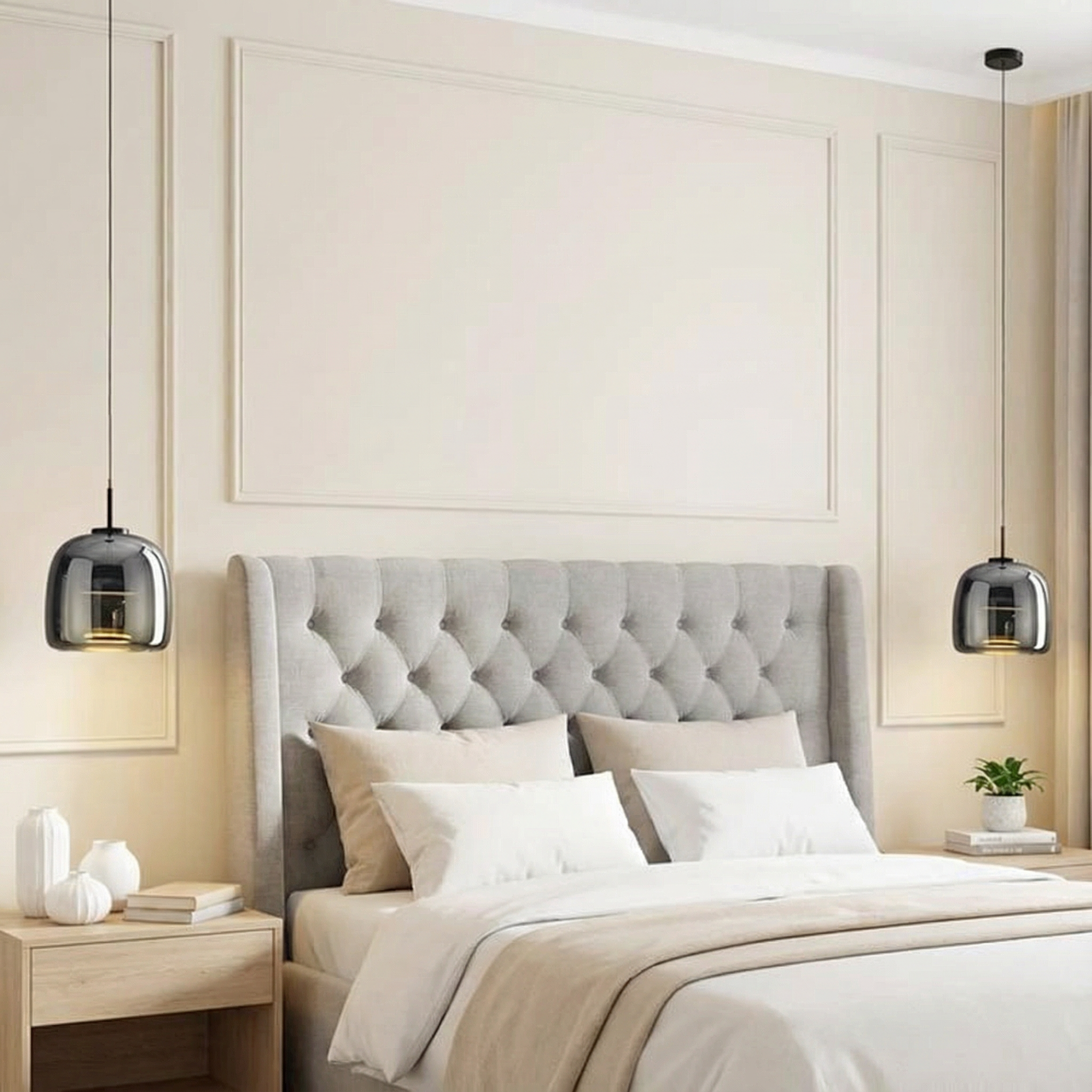 LumenGlow Smoky Gray Glass Kitchen Pendant Light Fixture