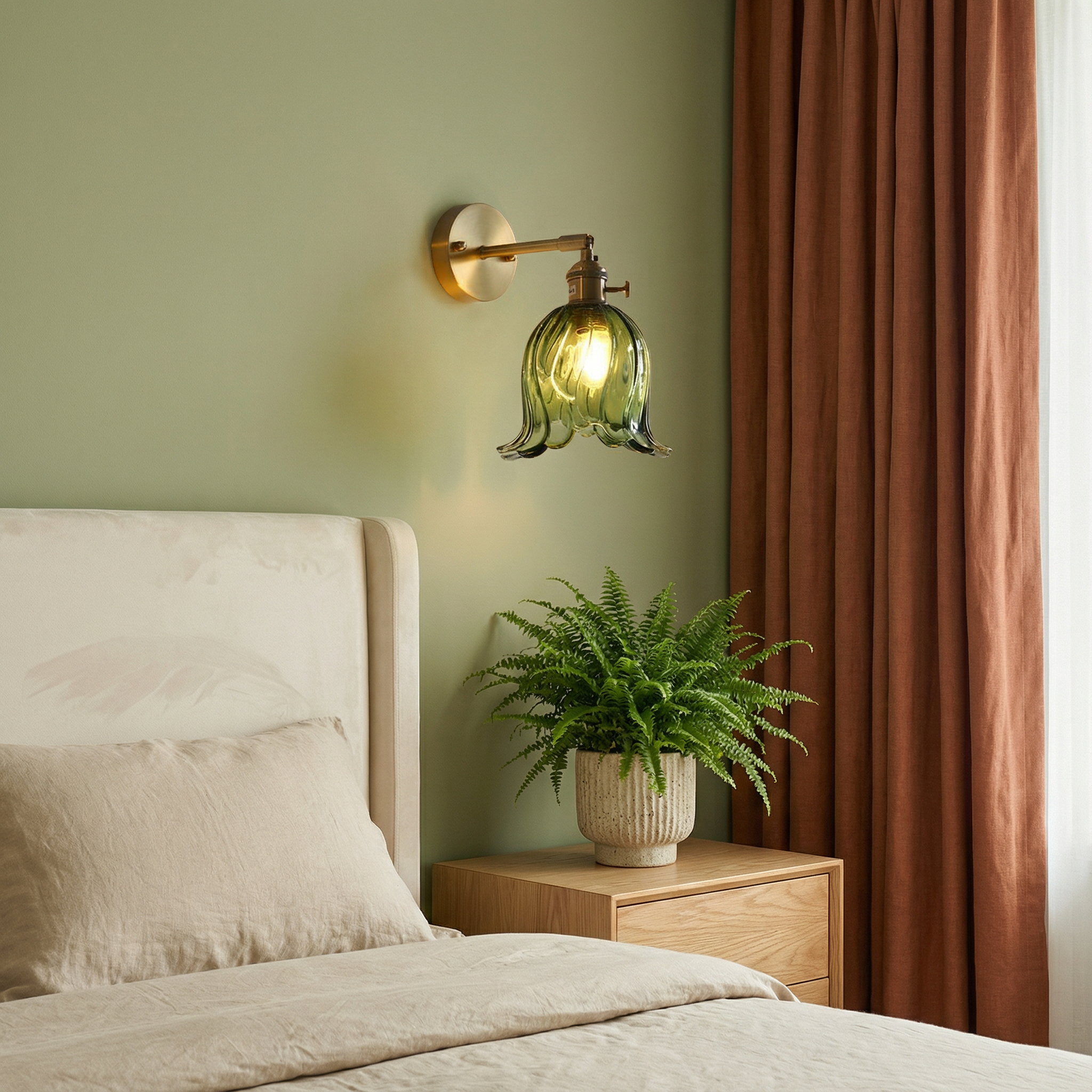 PetalAura Glass Wall Light With Soft LED Glow Modern Sconce For Cozy Ambiance