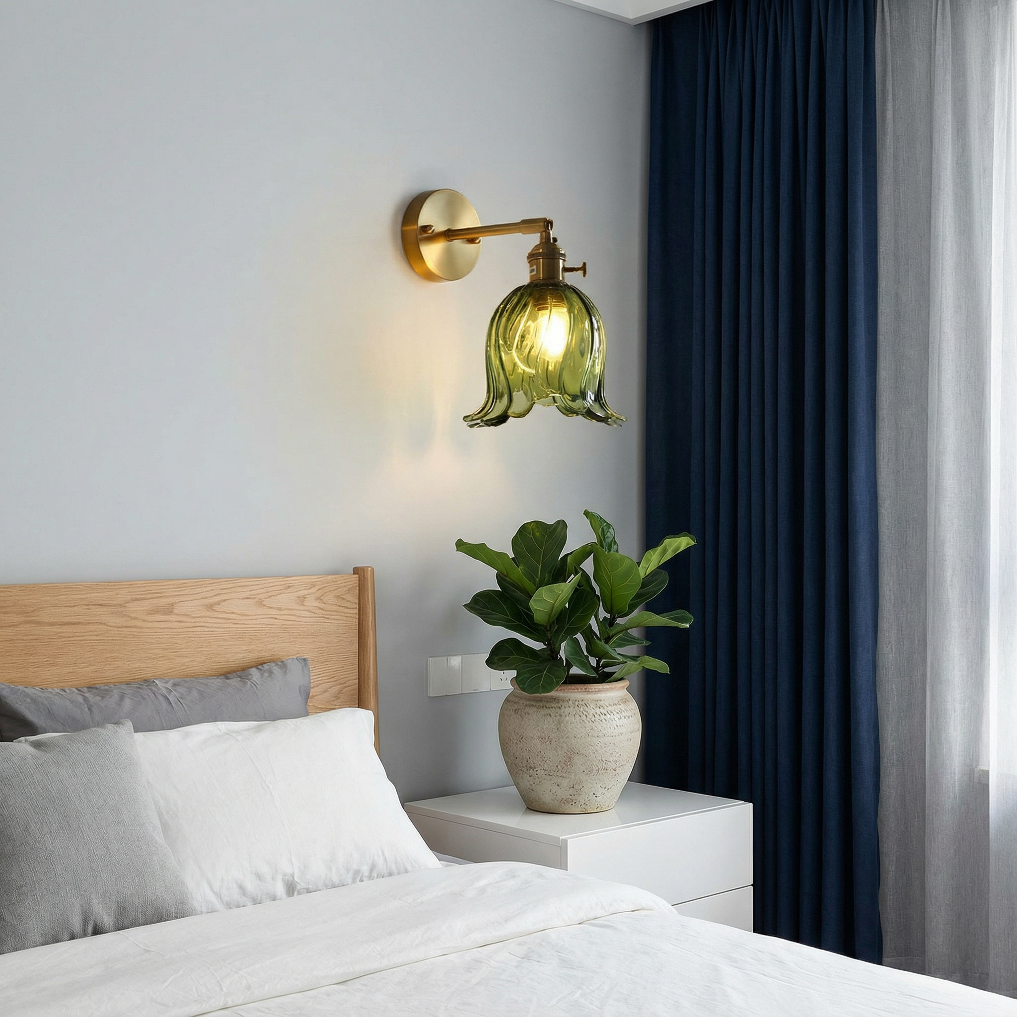 PetalAura Glass Wall Light With Soft LED Glow Modern Sconce For Cozy Ambiance