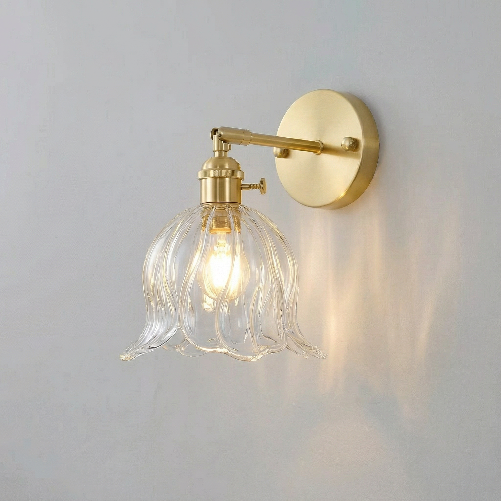 PetalAura Glass Wall Light With Soft LED Glow Modern Sconce For Cozy Ambiance