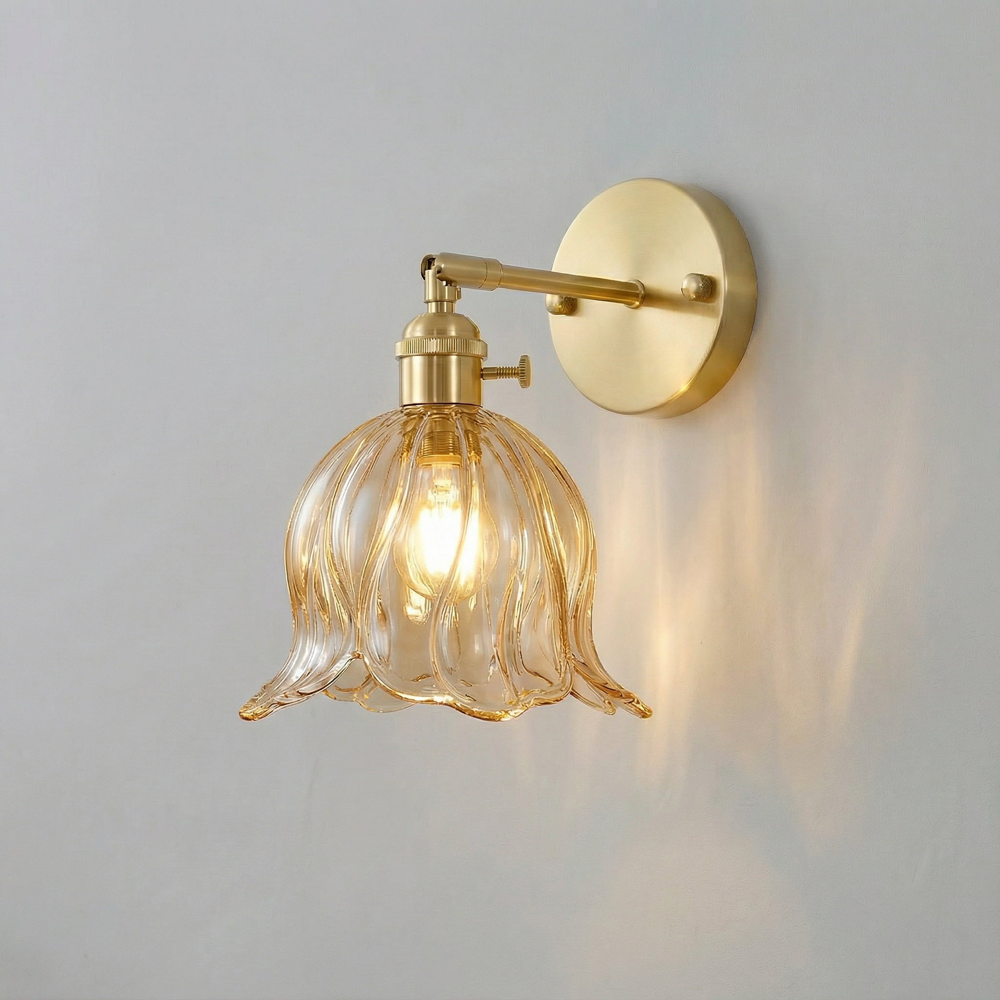 PetalAura Glass Wall Light With Soft LED Glow Modern Sconce For Cozy Ambiance
