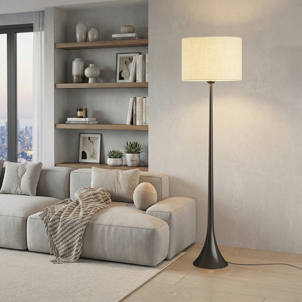 Elegant Silk Floor Lamp For Modern Living With LED Compatibility For Warm Ambiance