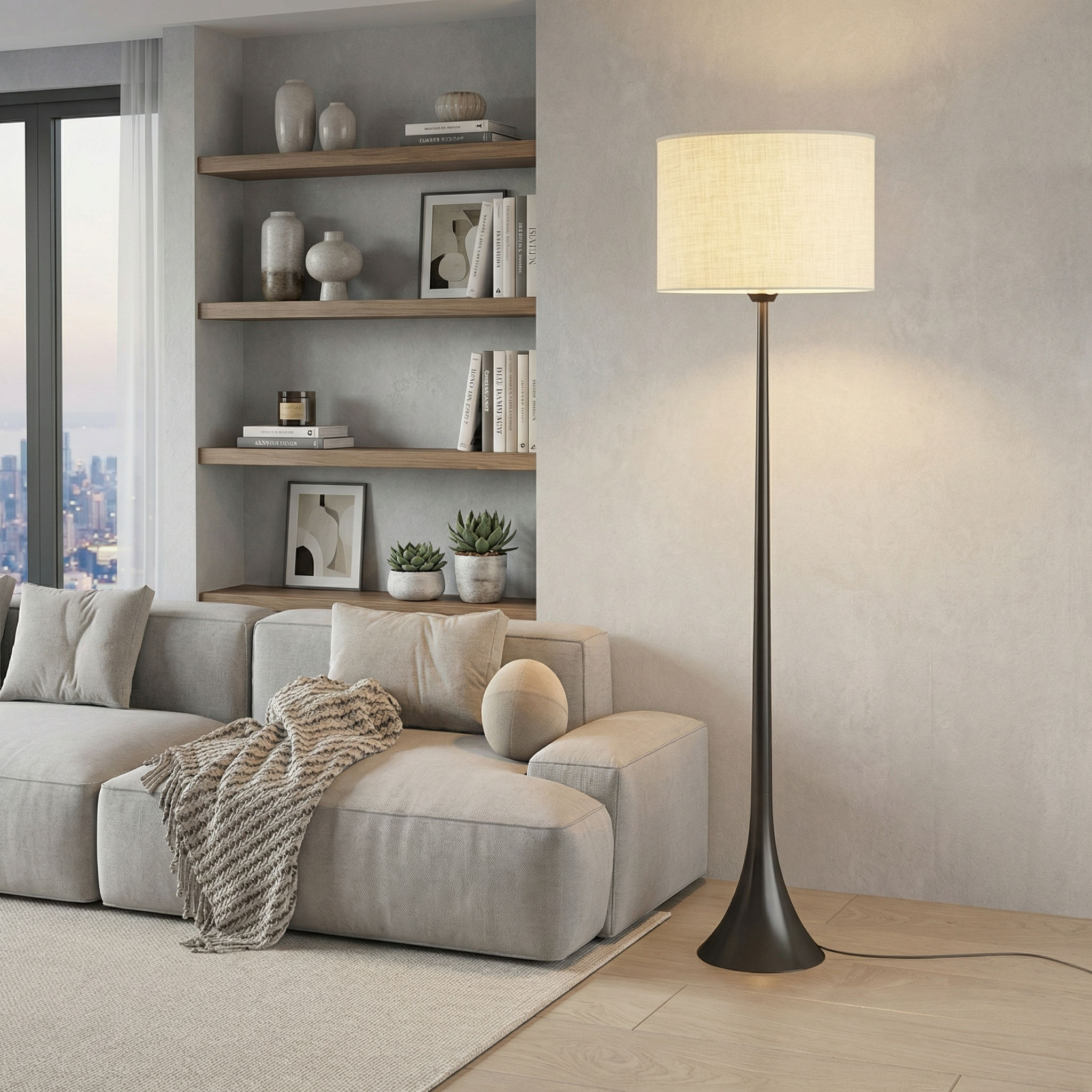 Elegant Silk Floor Lamp For Modern Living With LED Compatibility For Warm Ambiance