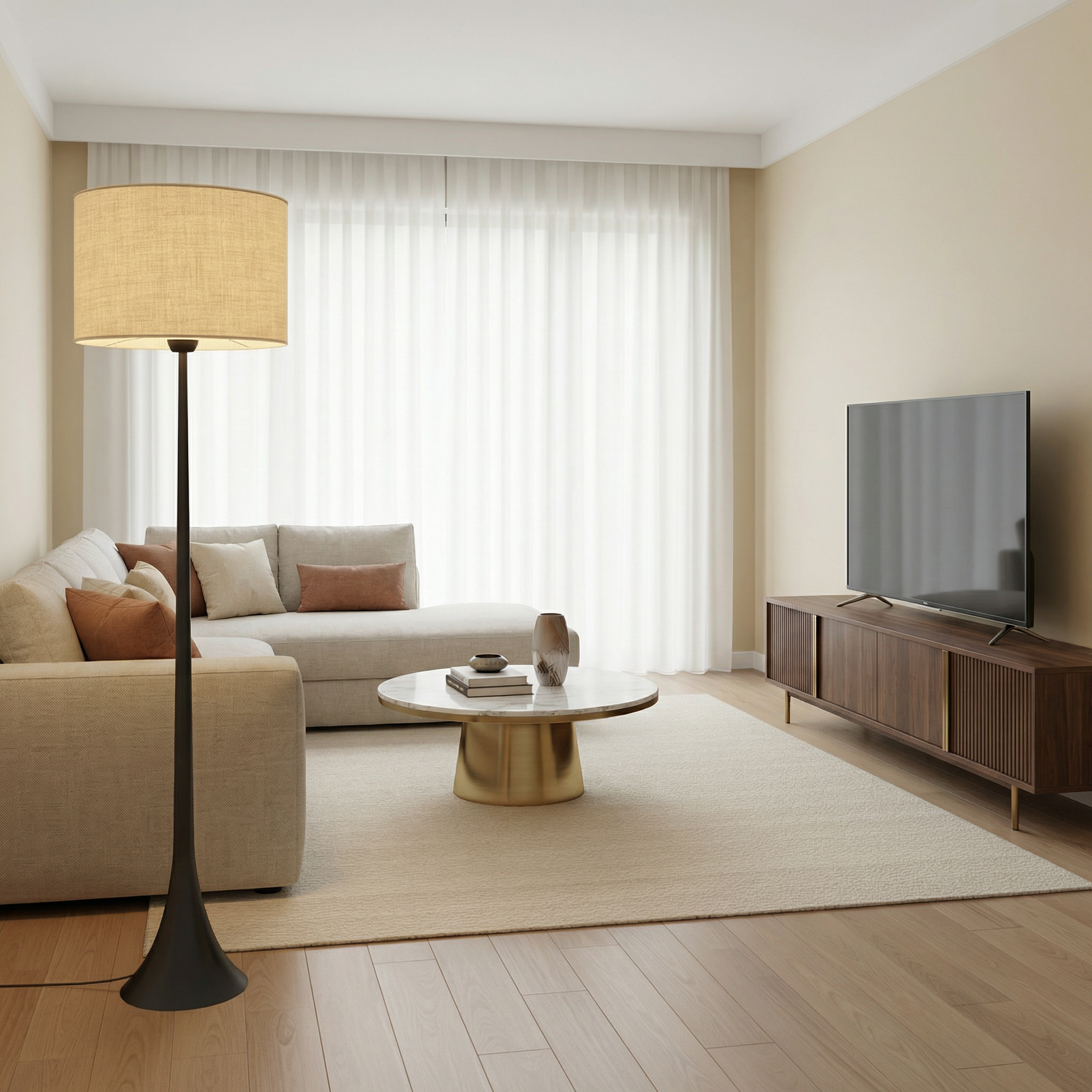 Elegant Silk Floor Lamp For Modern Living With LED Compatibility For Warm Ambiance