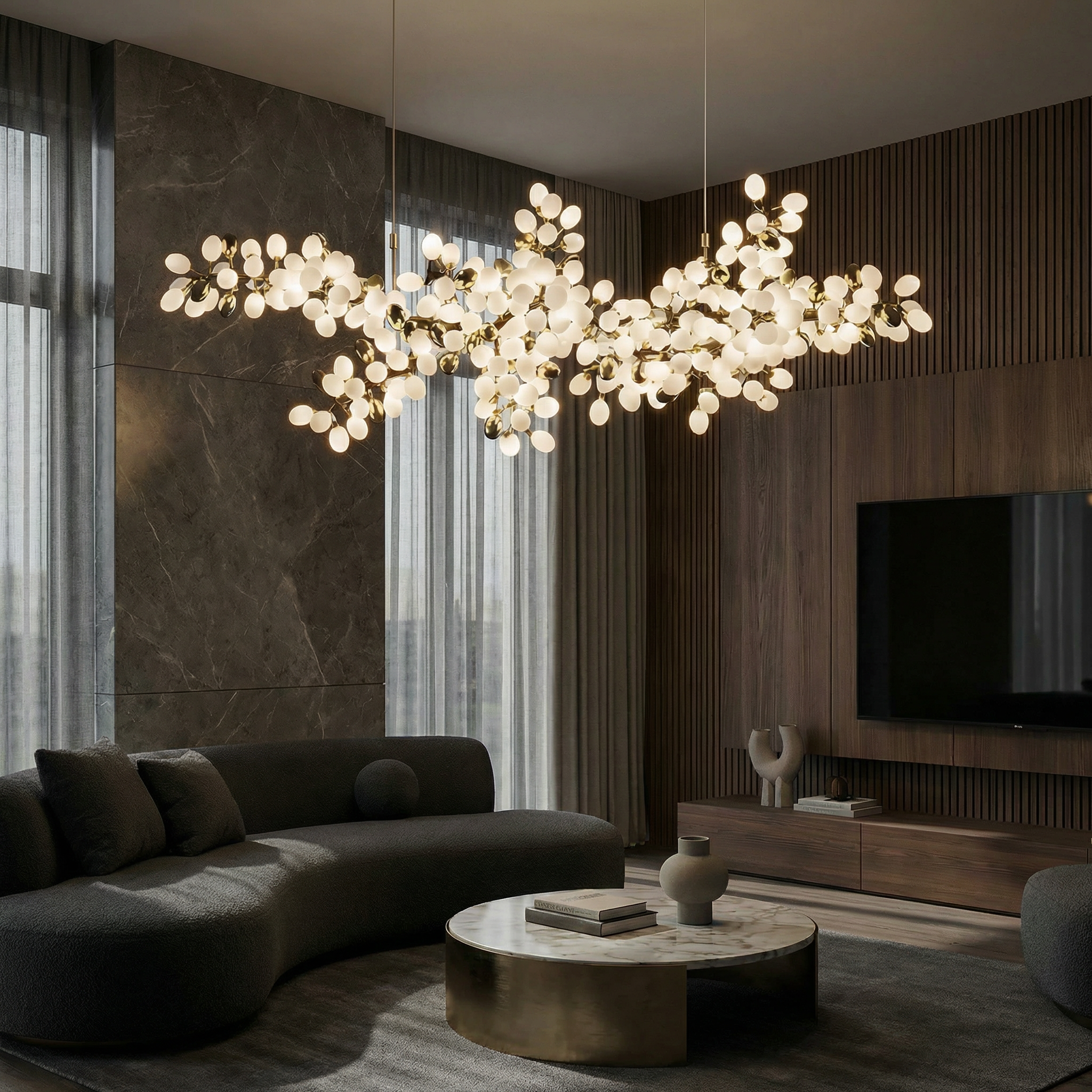 Aurelian Crystal Chandelier Adjustable Height For Dining Room And Contemporary Spaces